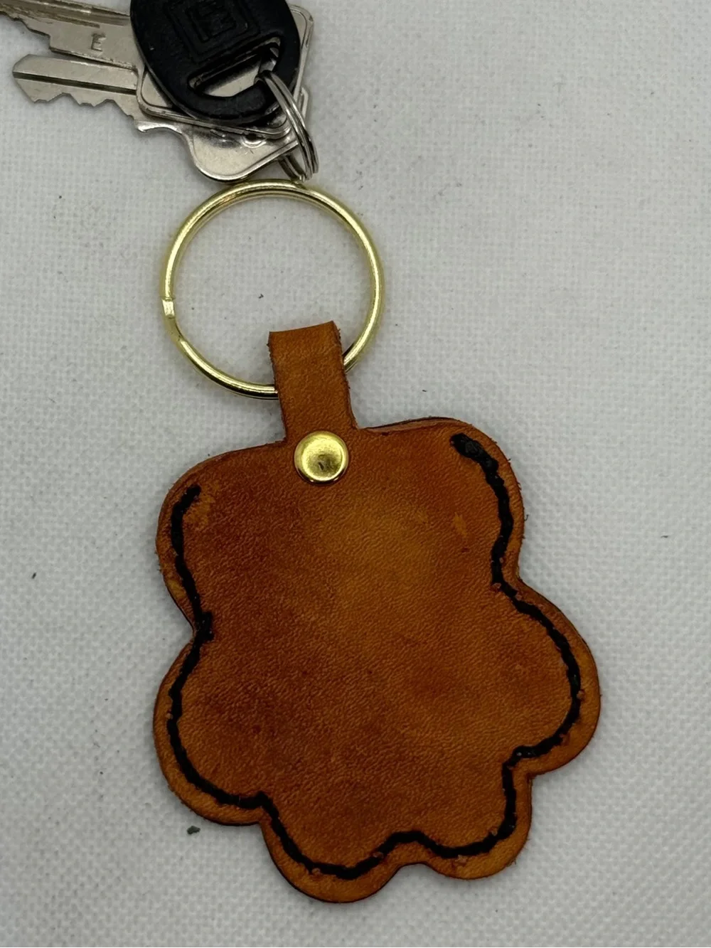 Handmade Leather Paw Print Keychain Black & Brown Dog Lover Key Ring